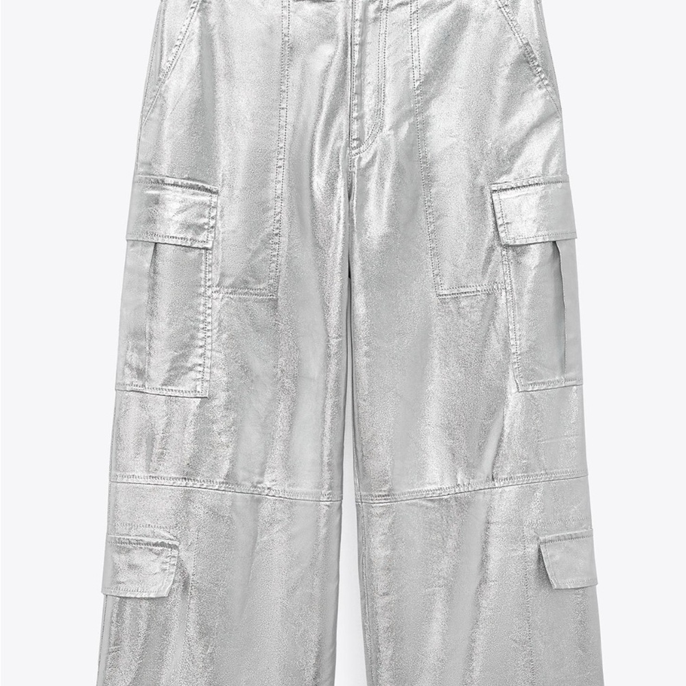 Zara Women's Silver Cargo Pants